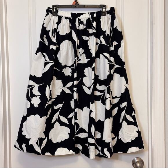 Kate Spade Black and White Floral Midi Skirt - Picture 2 of 3